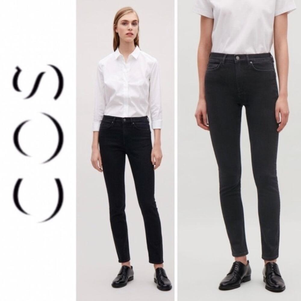 COS Mid-Rise Super Skinny Full Length Black Denim Jeans Size 25